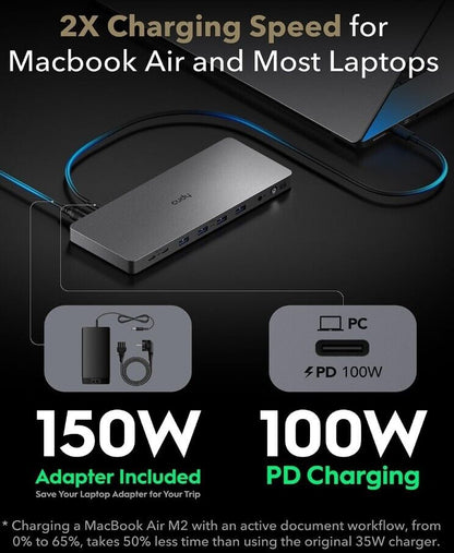 Cudy DisplayLink Dual 4K Universal USB C Dockingstation, 10 Gbit/s USB C, 100 Wa